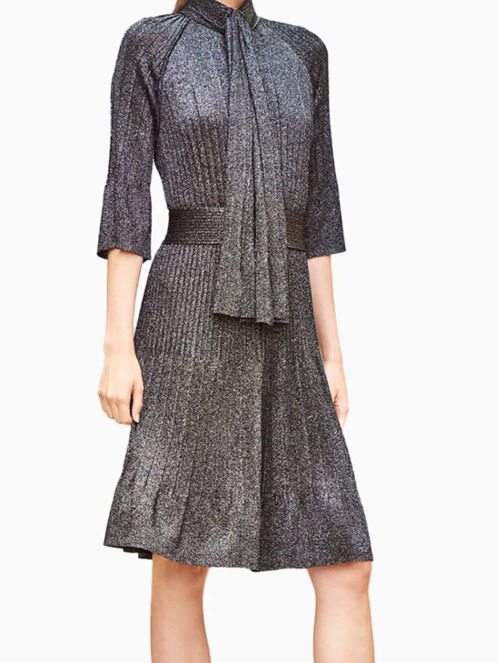 PAULA HIAN Fawn Shimmer Dress L Metallic French Designer $3286 Retail
